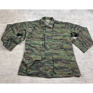 Military Jacket Mens Medium Green Tiger Stripe Camo Field Utility Combat Coat